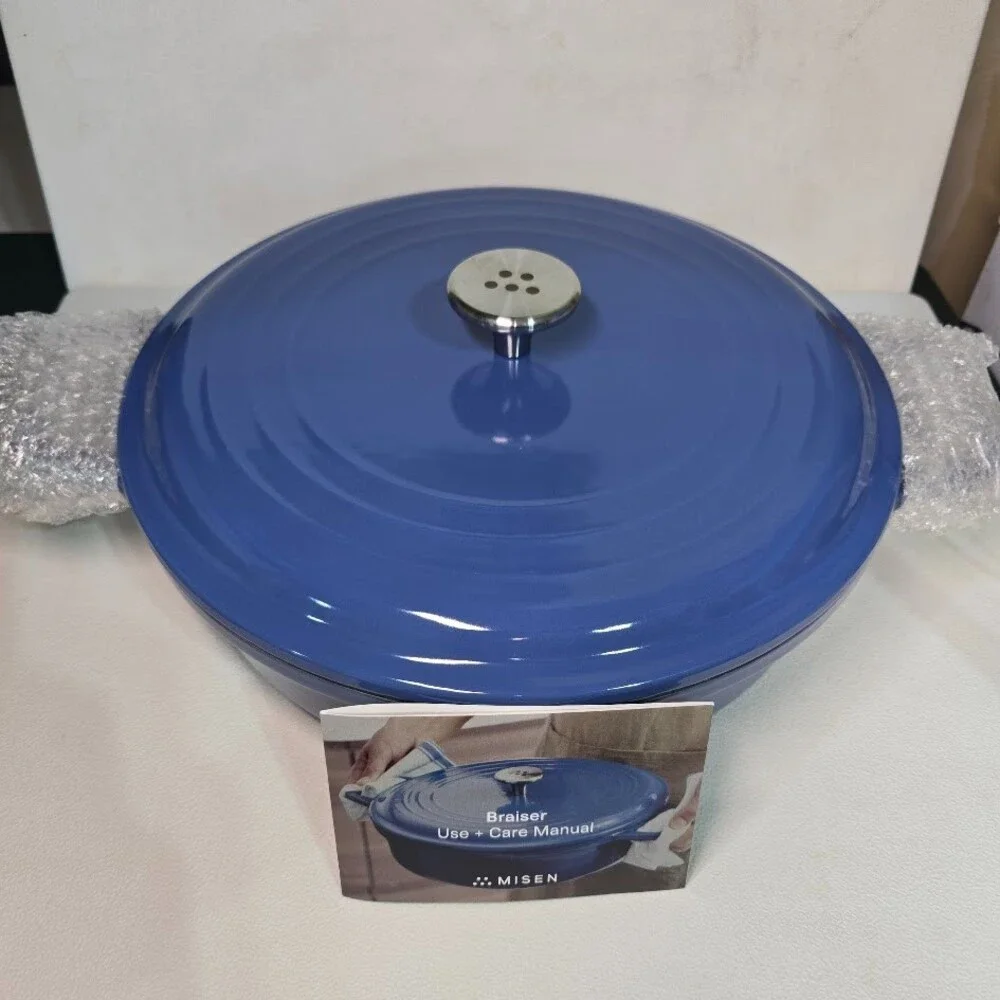 Misen 5.5qt Dutch Oven Braiser Blue Enameled Cast Iron Pot + Lid